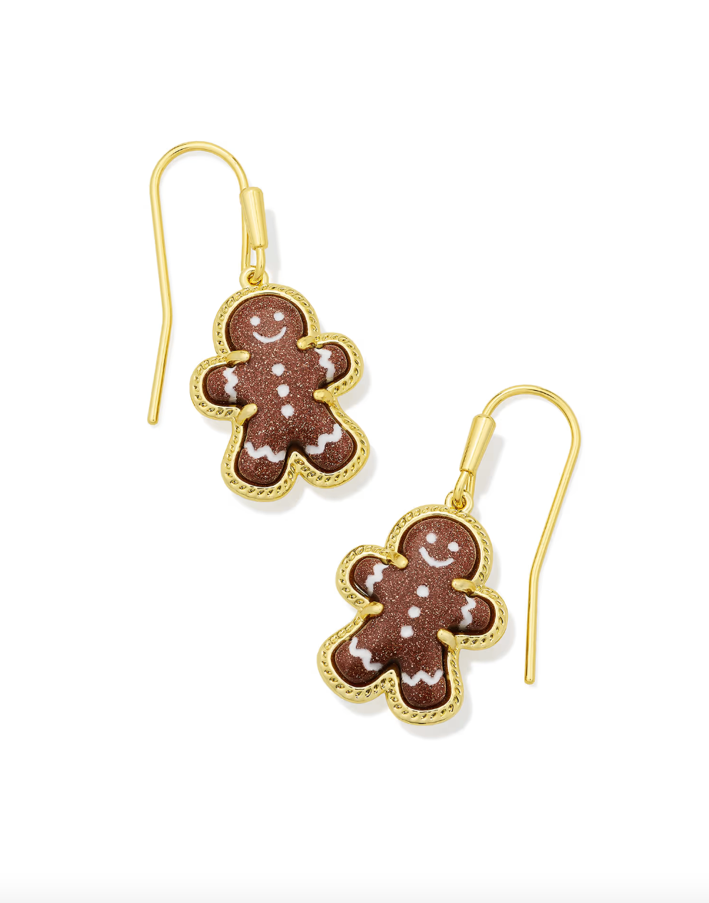 Gold Plated Gingerbread Drop Earrings in Brown Goldstone by Kendra Scott