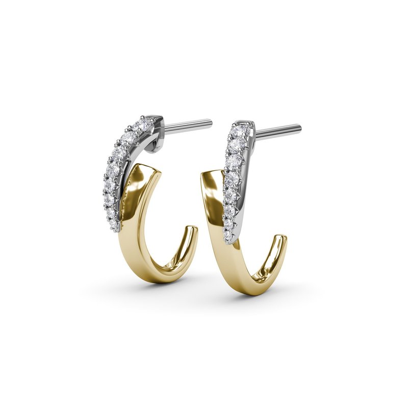 18K Two-Tone Sylk Polished Gold & Diamond J-Hoops by Fana Secondary image