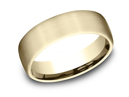 14K Yellow Gold "The Genesis" Domed Satin Light Comfort Fit Band by Benchmark Main image