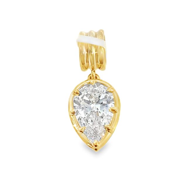 14K Yellow Gold 3ct Lab Pear Diamond Aura Slide Pendant by Everlee Main image