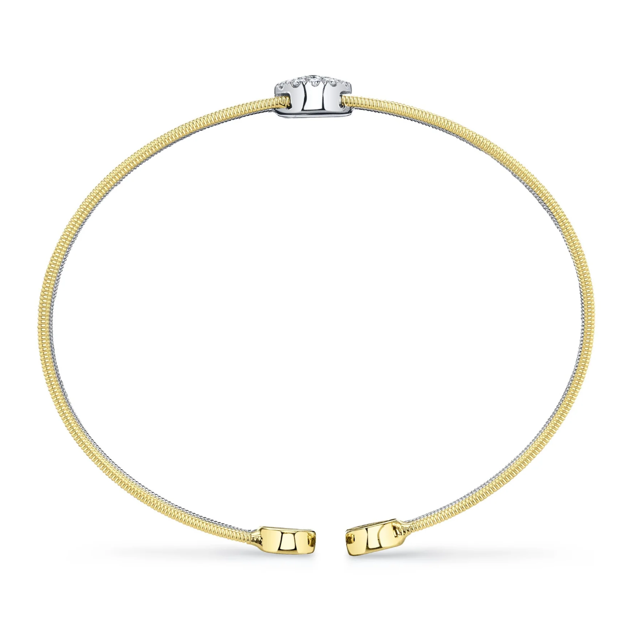 14K Two-Tone Diamond Pave Circle Cuff Bracelet by Shy Creation Secondary image