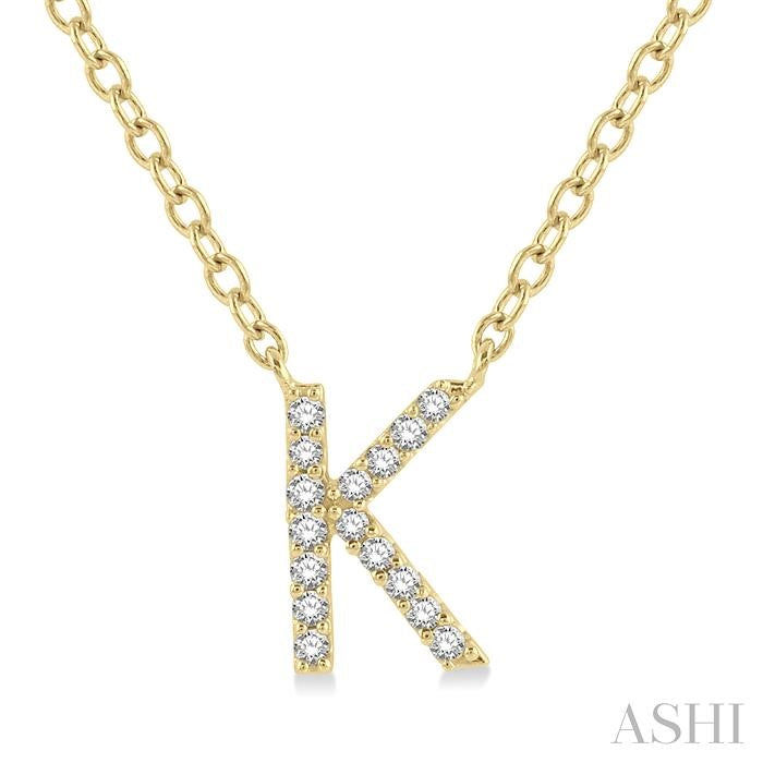10K YG 1/20cttw Diamond Initial "K" Pendant Necklace Main image