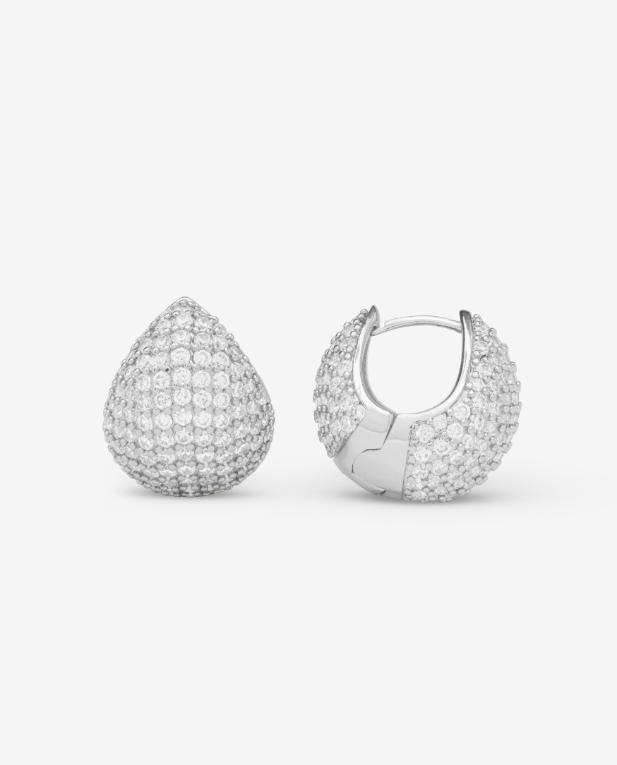 Silver Plated Norah Pave Earrings in White CZ by Melinda Maria