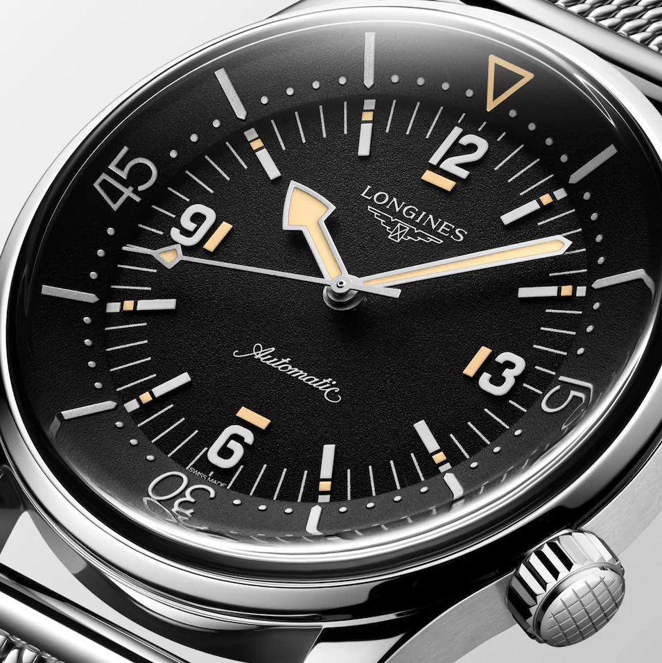 Longines Legend Diver 59 with Black Dial & Mesh Bracelet