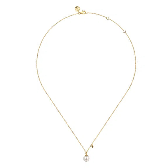 14K YG Freshwater Pearl Drop Necklace by Gabriel NY Secondary image