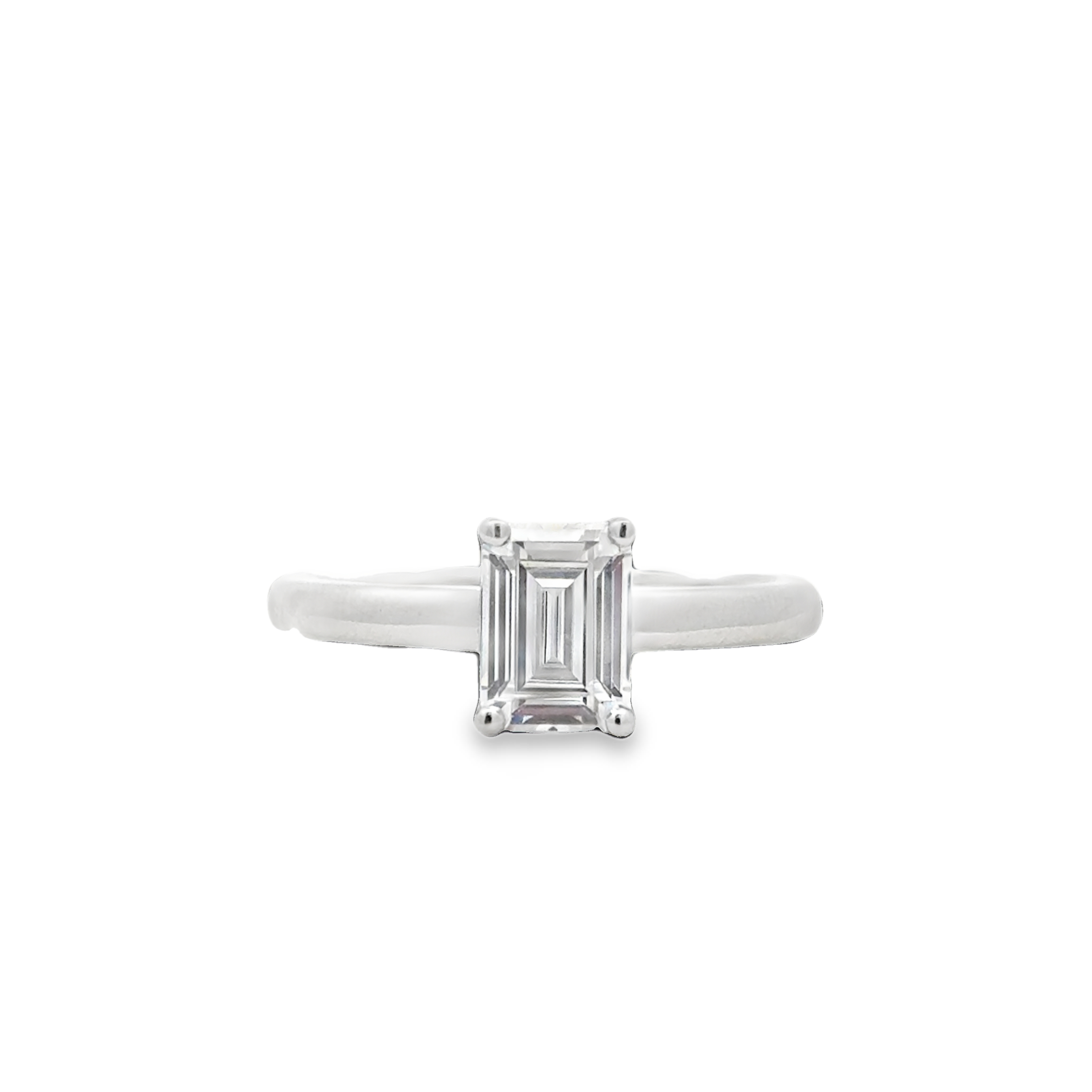 14K WG Emerald Cut Cathedral Solitaire Semi-Mount by Imagine Bridal Main image