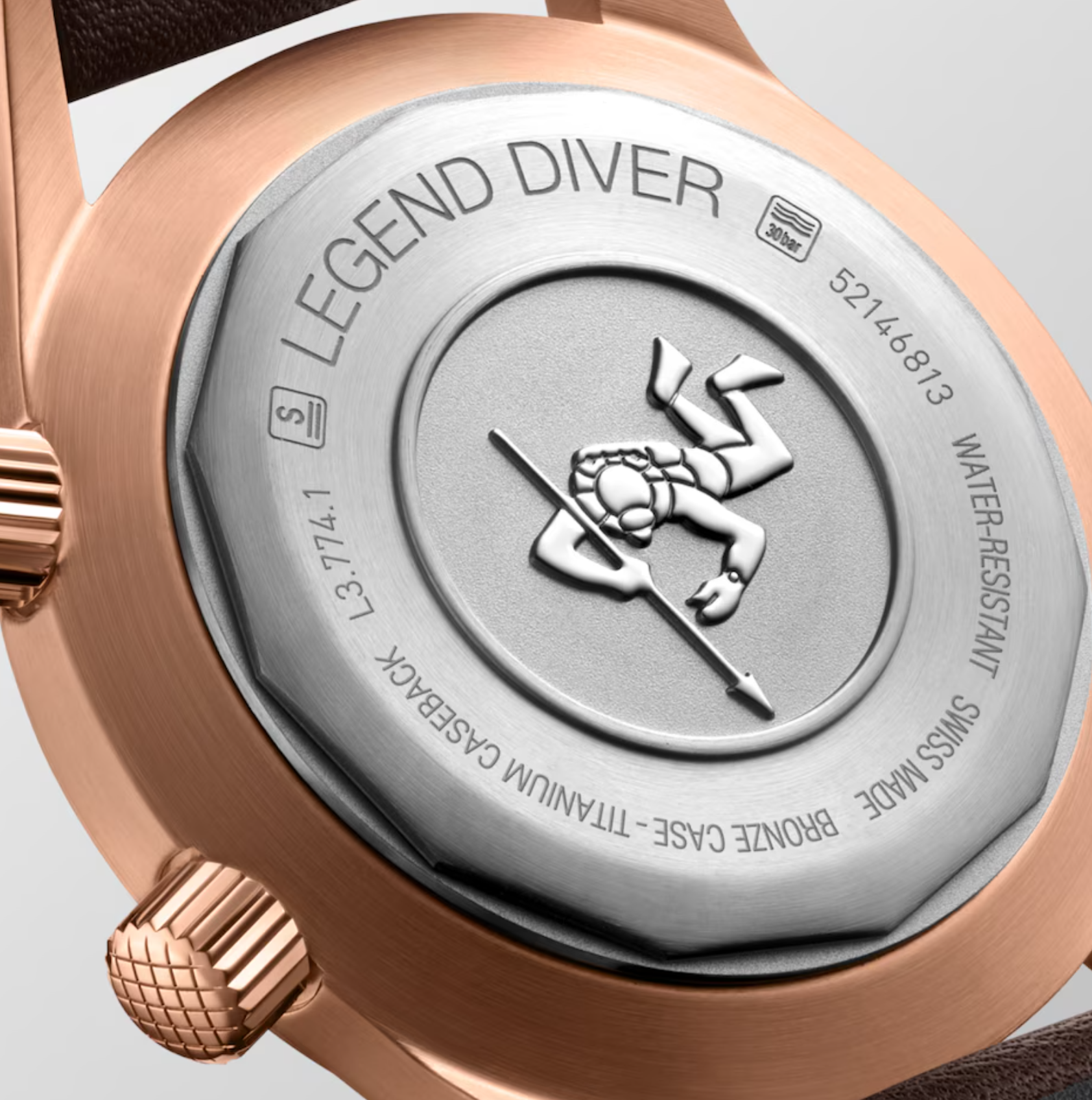 Longines Legend Diver Bronze & Titanium 42mm Watch with Green Dial & Leather Strap