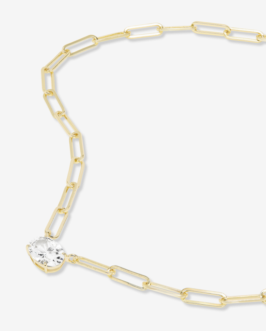 18K Gold Plated Hello Gorgeous Samantha Chain Necklace in CZ by Melinda Maria Main image