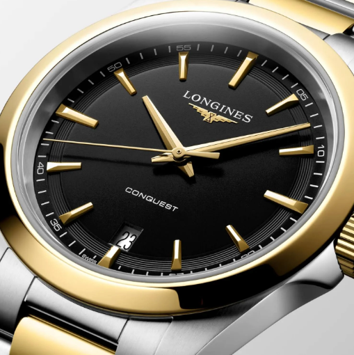 Longines Conquest 38mm Two-Tone Men's Watch with Black Dial
