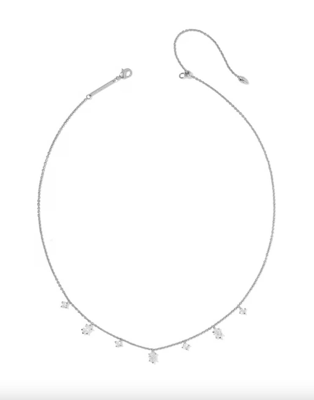 Cailin Rhodium Plated Delicate Strand Necklace in White CZ by Kendra Scott
