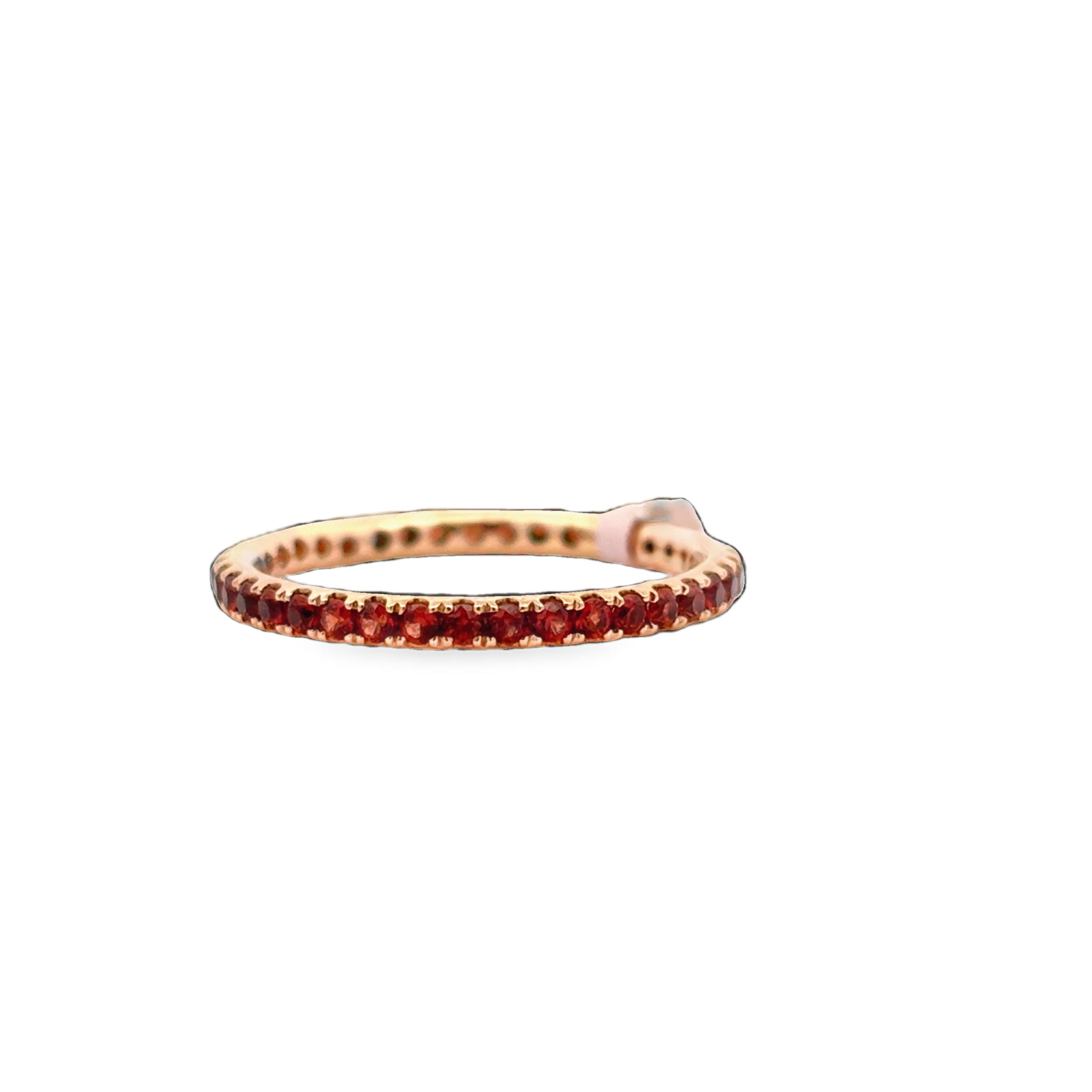 14K YG 39 Rd Garnet Eternity Band Size 6 1.5mm Stones Secondary image