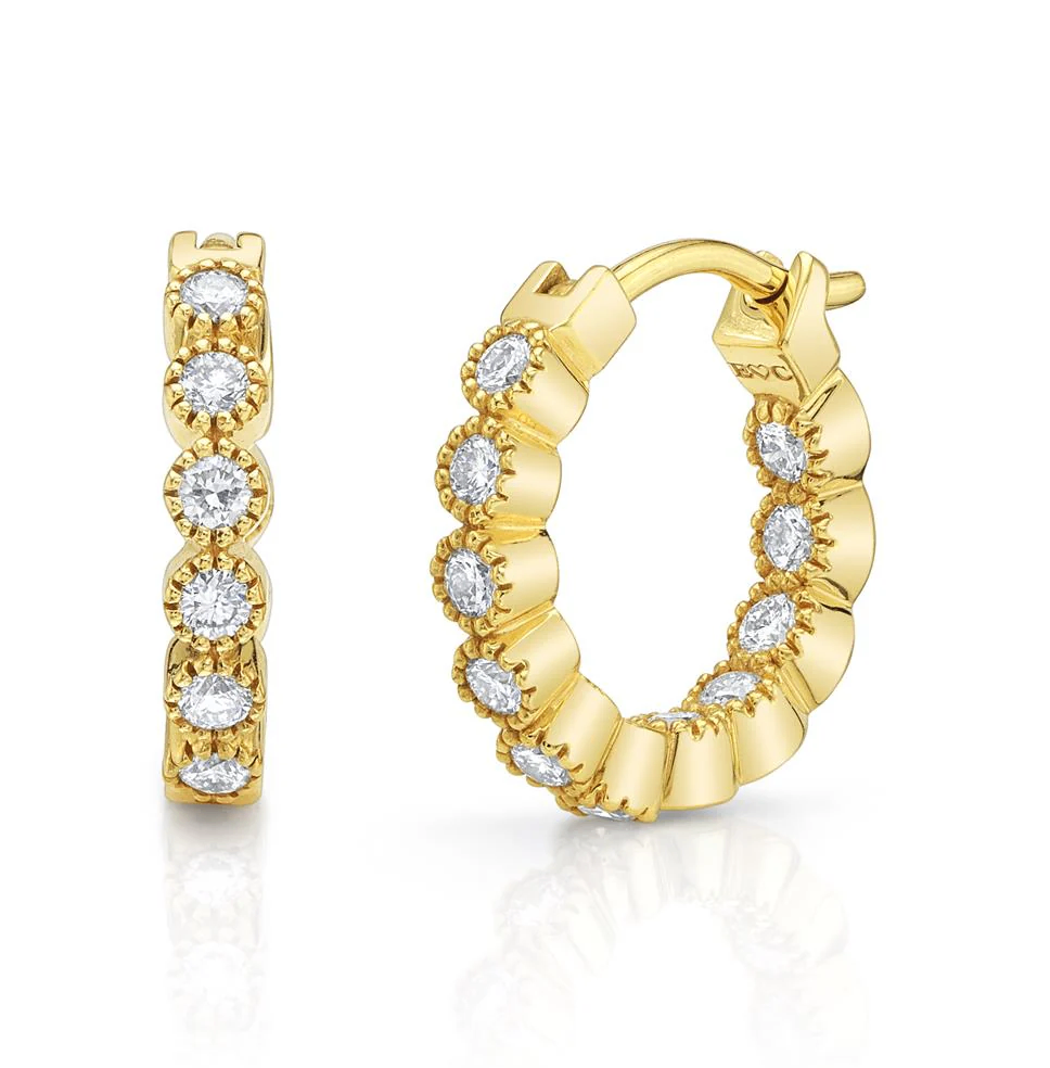 18K Yellow Gold .45cttw Diamond Huggies by Erica Courtney Main image