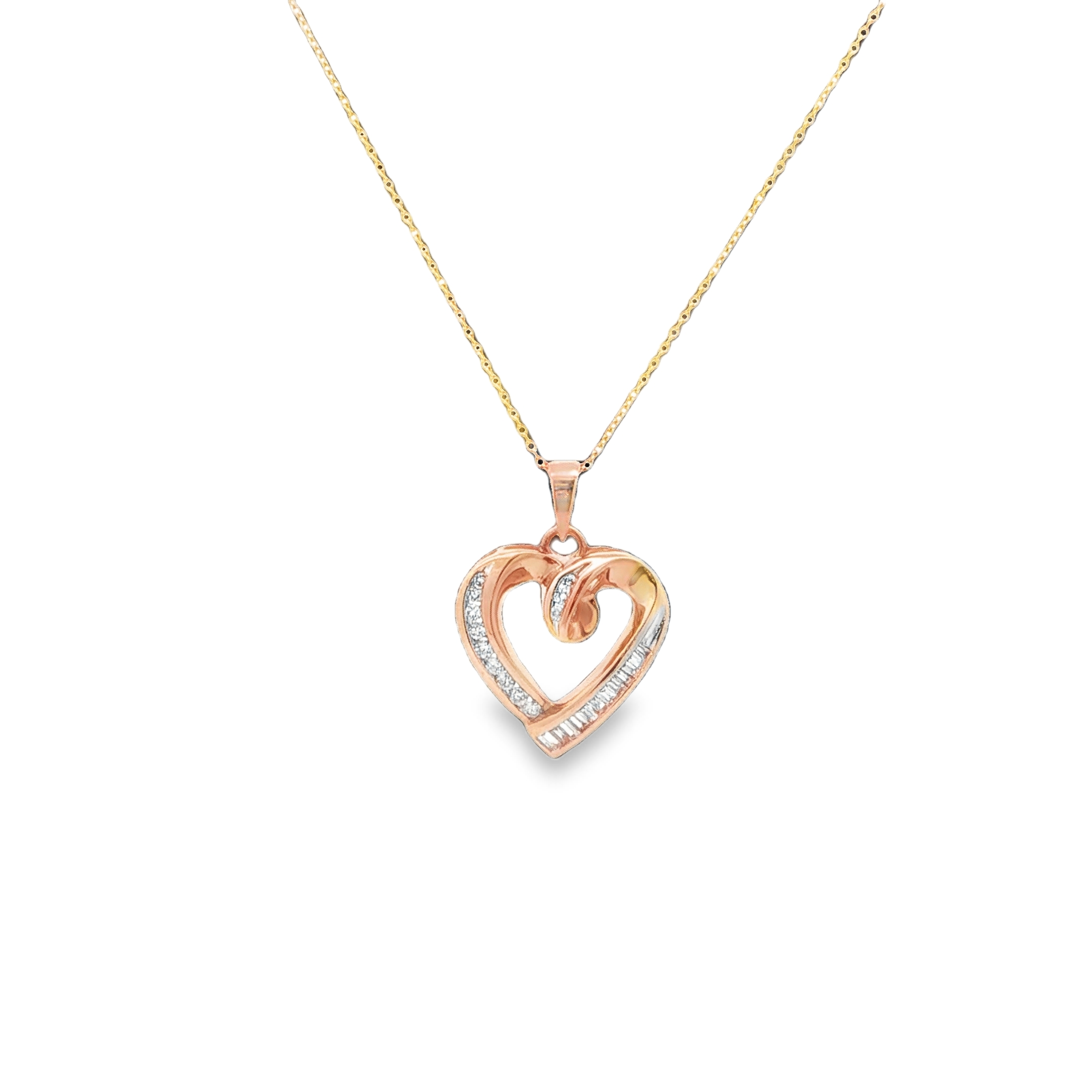 14K YG Diamond Heart Pendant Necklace *Estate Item Sold as is, Final Sale* Main image