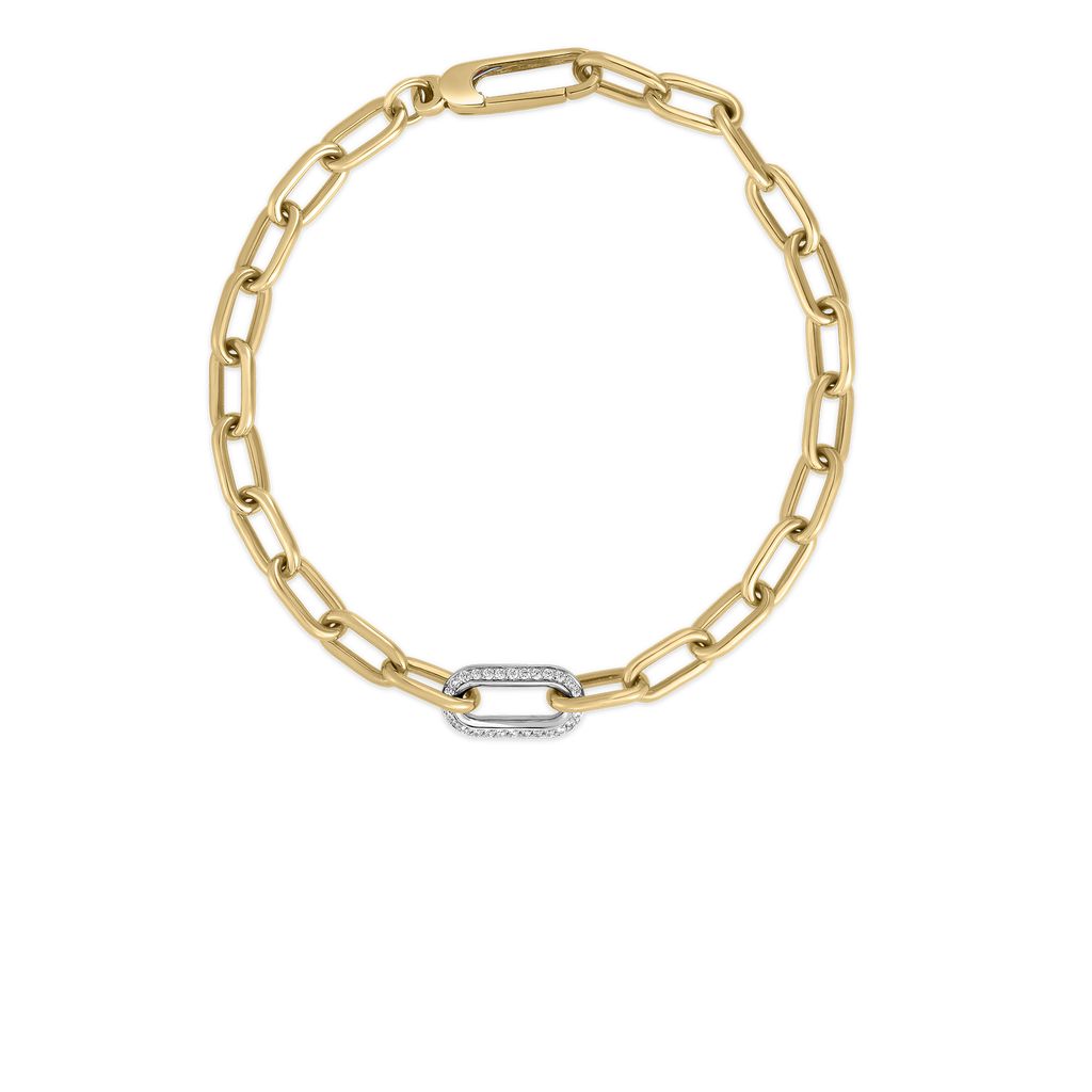 18K Y/WG DESIGNER GOLD DIAMOND OVAL LINK BRACELET BY ROBERTO COIN Main image