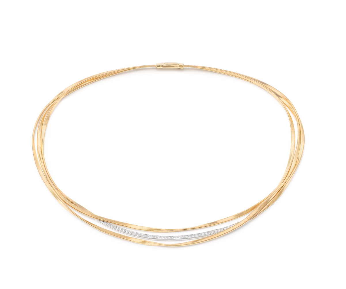 18K YG Marrakech 3-Strand Coil Necklace with Diamond Bar by Marco Bicego