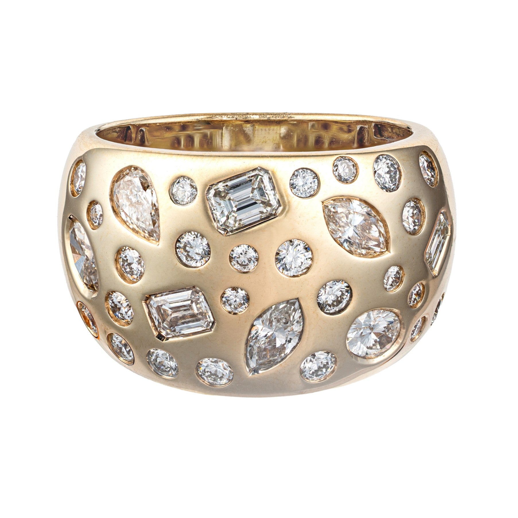 14K YG Diamond Confetti Wide Domed Band Main image