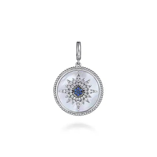 Sterling Silver Starburst Blue Sapphire & White Sapphire Bujukan Medallion Main image