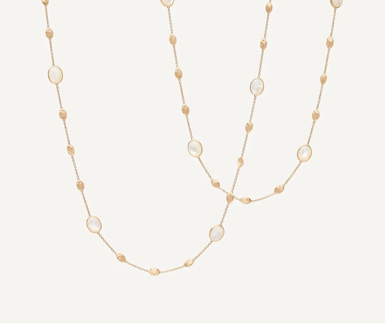 18K YG Siviglia Mother of Pearl & Gold Long Necklace by Marco Bicego