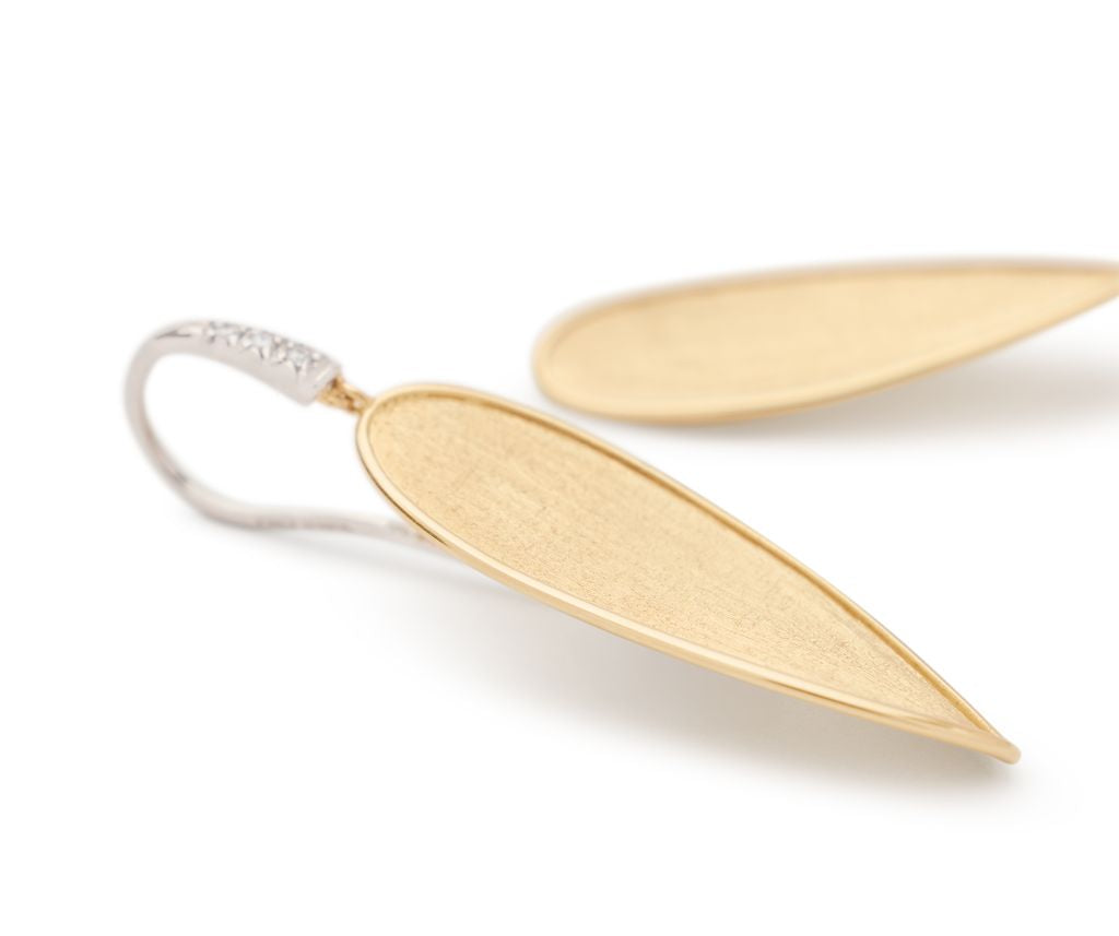 18K Y/WG Lunaria Twist Petal Drop Earrings with Diamond Hooks by Marco Bicego