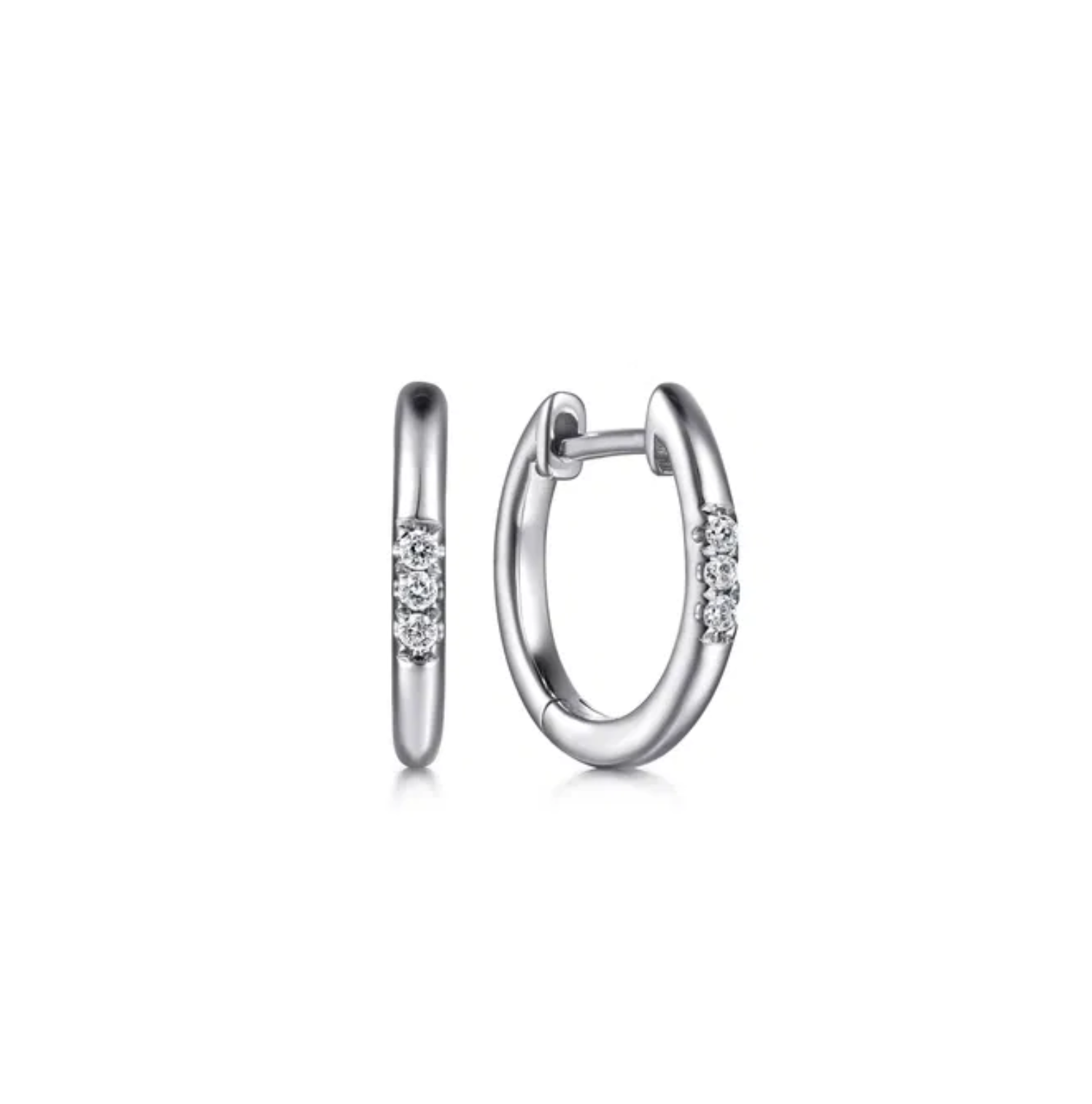 Sterling Silver Small Diamond Huggies by Gabriel NY Main image