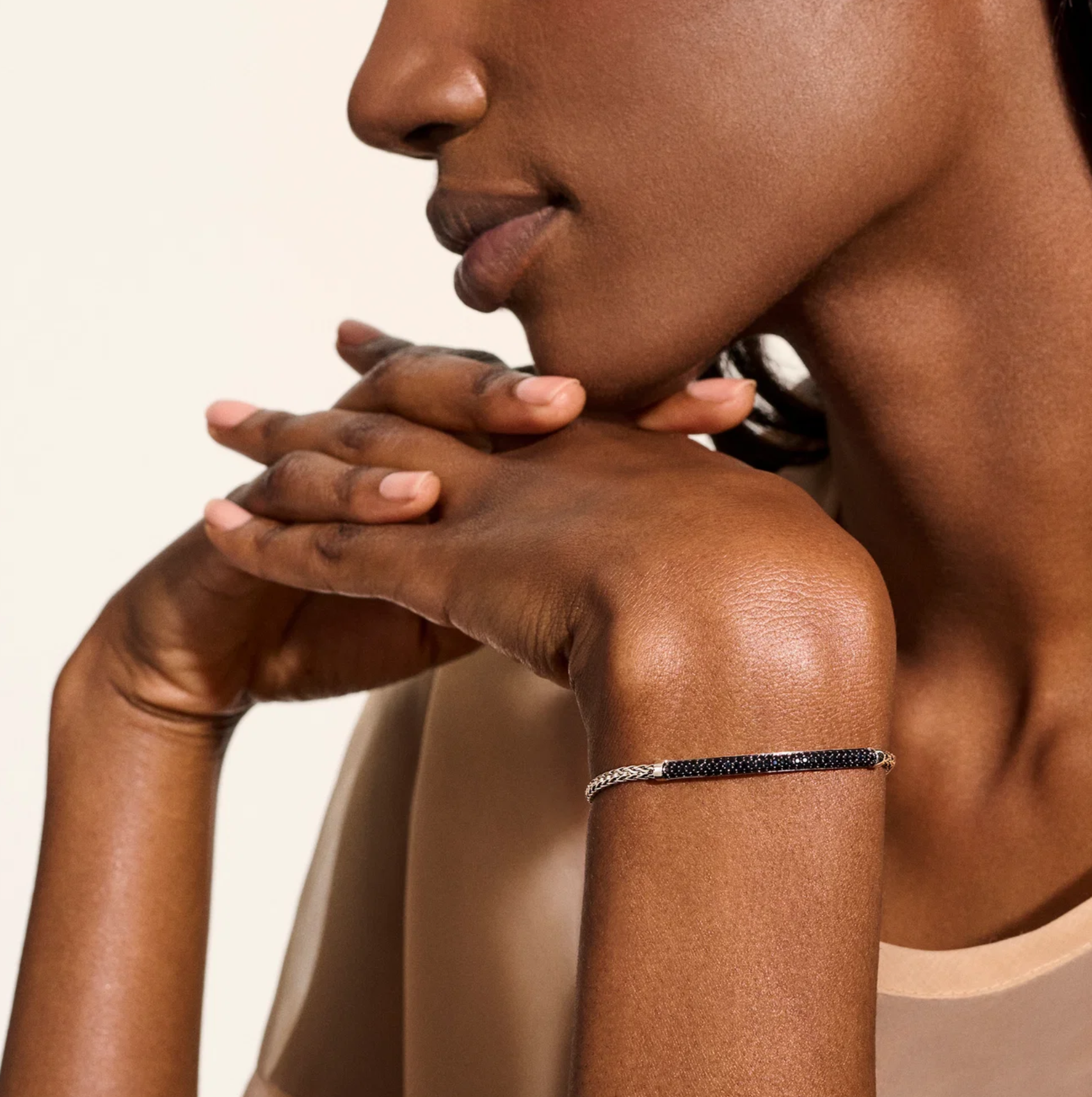 Sterling Silver & Black Sapphire Essentials Bar Bracelet by John Hardy