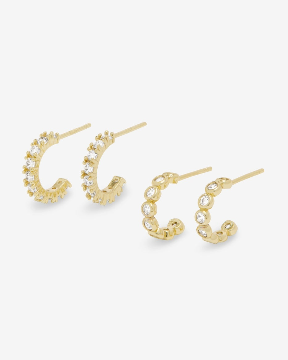 18K Gold Plated "They're so Cute" Huggie Set in CZ by Melinda Maria Main image