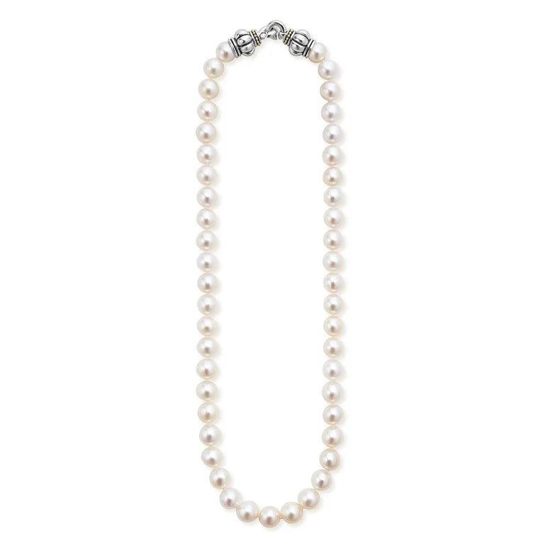 SS & 18K YG Luna 9mm Large Pearl Strand Necklace