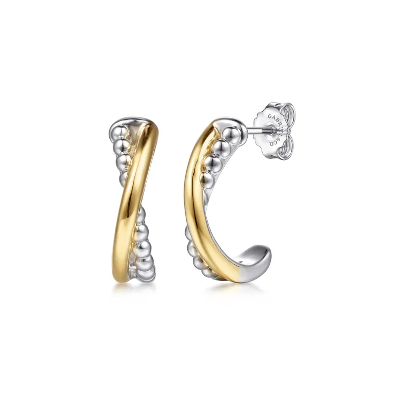 14KY & Sterling Silver Bujukan J-Hoops by Gabriel NY Main image