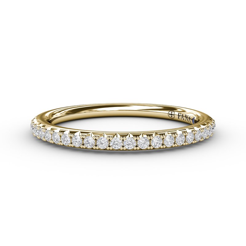 14K YG Diamond Split Prong Wedding Band by FANA