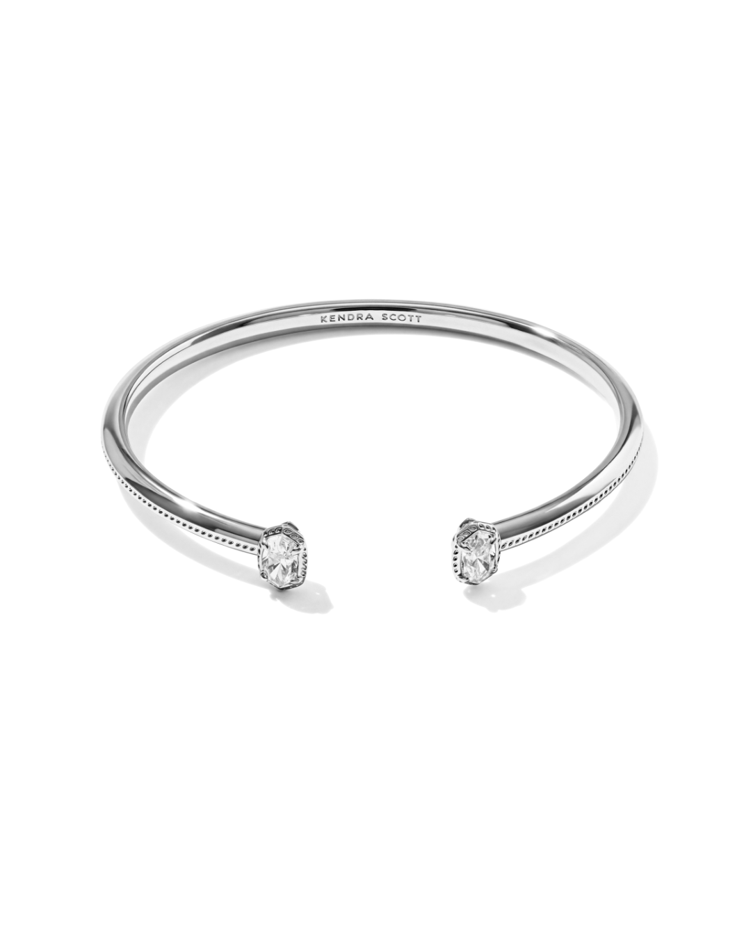 Rhodium Plated Mini Elton Bangle in White CZ by Kendra Scott Secondary image