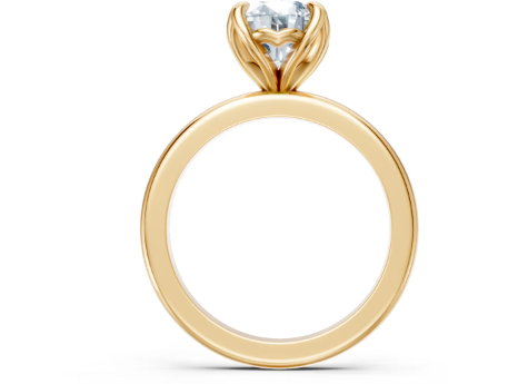 14K YG Oval Tulip Head Solitaire Semi-Mount