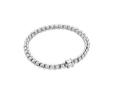 18K WG Eka Diamond & Polished Rondel Station Flex'It Bracelet by FOPE