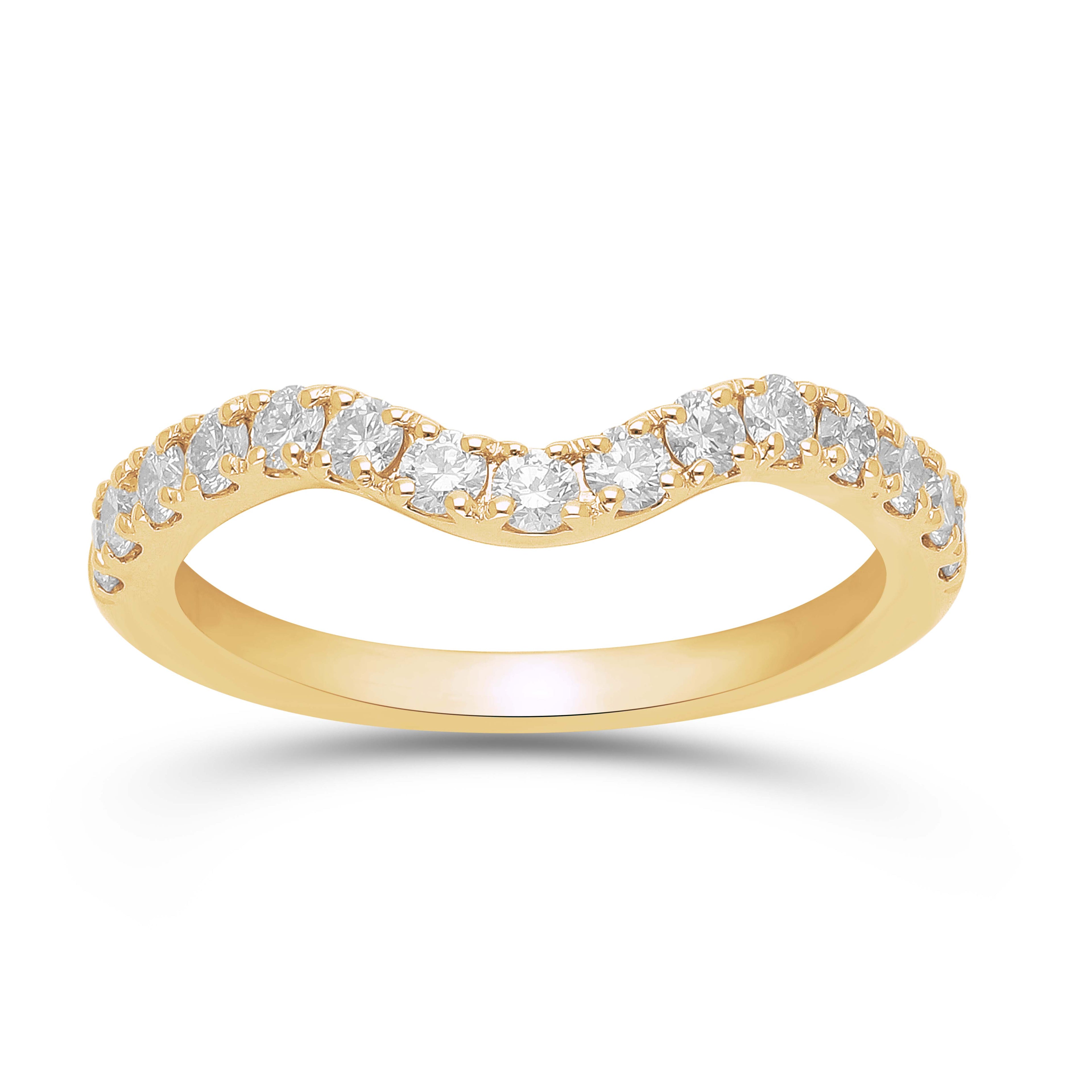 14K YG 1/2cttw Diamond Prong Set Curved Contour Band