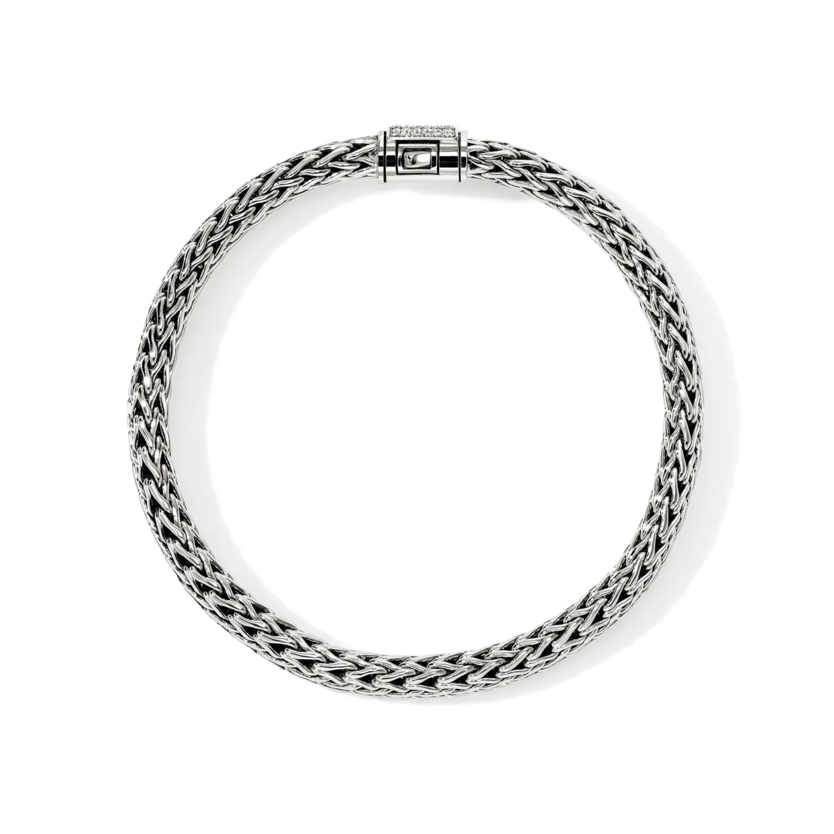Sterling Silver Icon 6.5mm Bracelet with Diamond Clasp by John Hardy