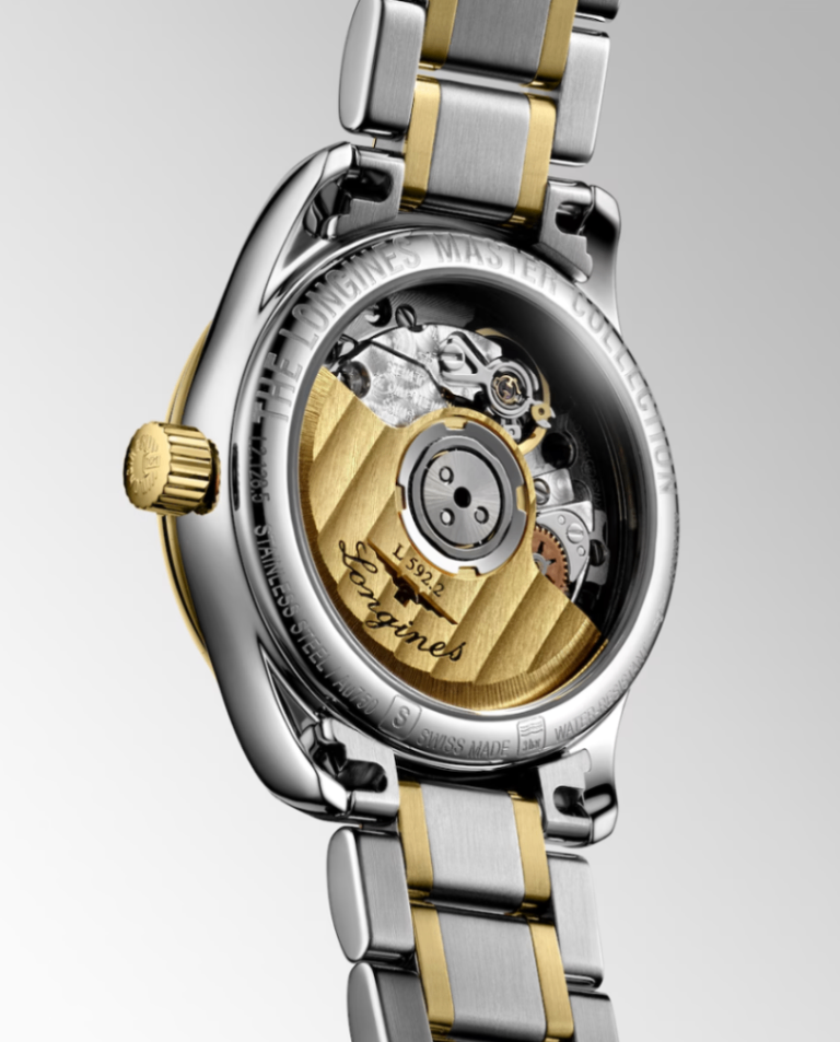 Longines Master Stainless Steel & 18K Yellow Gold 25mm Ladies Watch in Silver Barleycorn with Diamond Markers