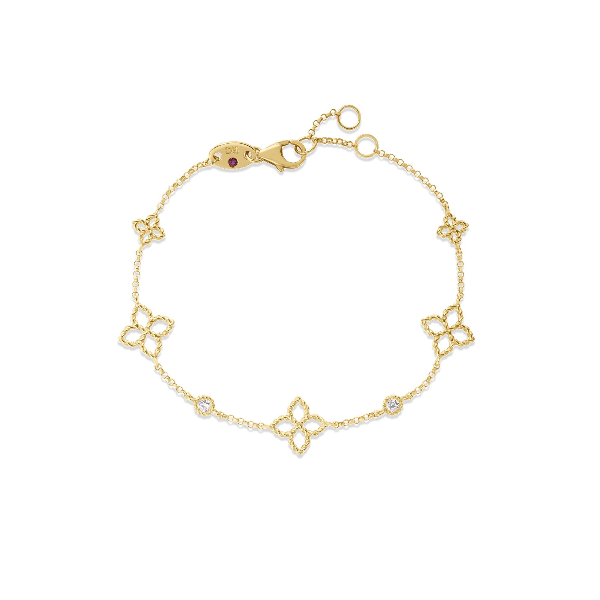 18K YG PRINCIPESSA DIAMOND & FLOWER STATION BRACELET BY ROBERTO COIN Main image