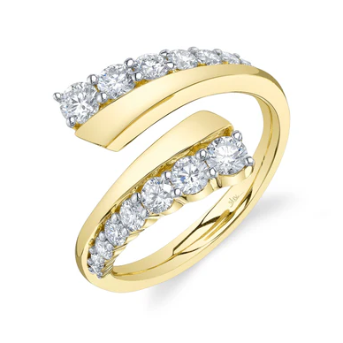 14K YG 1cttw Diamond & Polished Gold Bypass Band by Shy Creation Main image