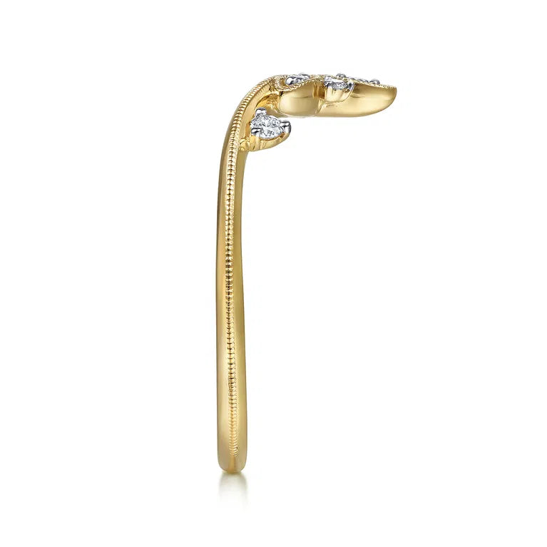 14K YG Diamond Chevron Wedding Band by Gabriel NY