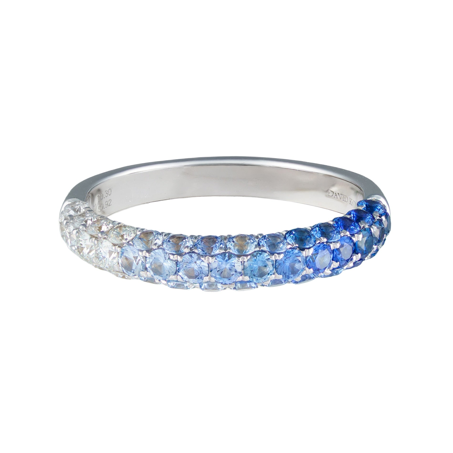 18K White Gold Ombre Blue Sapphire & Diamond Band by David Kord