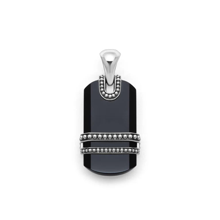 Sterling Silver Anthem Black Agate Dog Tag Amulet Pendant by LAGOS