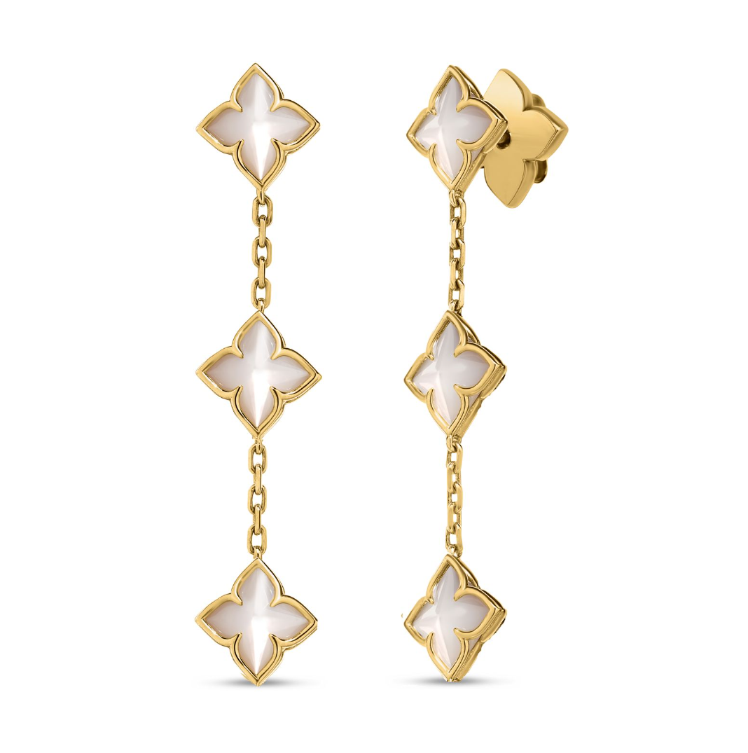 18K Yellow Gold White Mother of Pearl Venetian Princess Drop Earrings by Roberto Coin