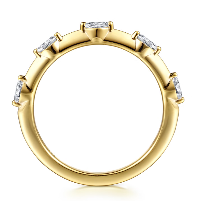 14K Yellow Gold Marquise Diamond Station Band by Gabriel NY