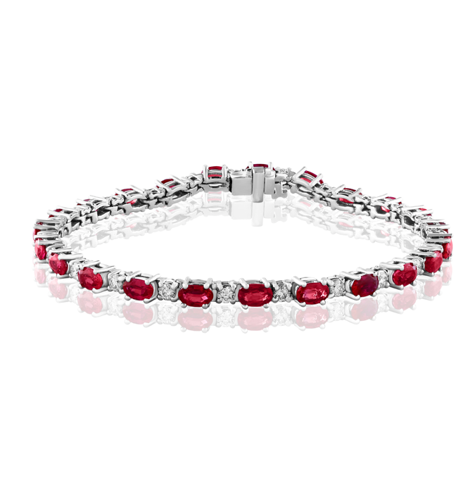 14K WG Oval Ruby & Diamond Tennis Bracelet Main image