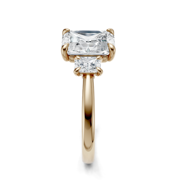14K YG Emerald Three-Stone Diamond Semi-Mount by Imagine Bridal