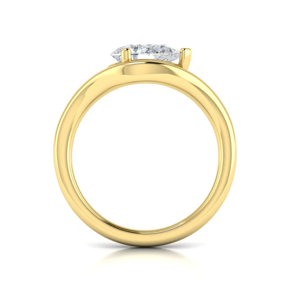 14K Yellow Gold Contemporary Pear Shape Curved Semi-Mount by Vlora
