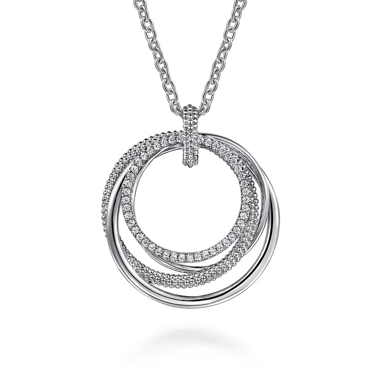 Sterling Silver Bujukan White Sapphire Pendant Drop Necklace by Gabriel NY Secondary image