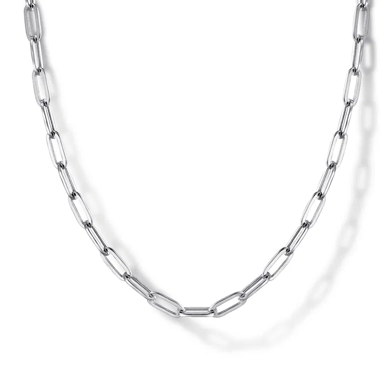 Sterling Silver Solid Paperclip Chain by Gabriel NY