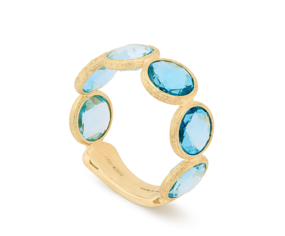 18K Yellow Gold Jaipur Bezel Set Blue Topaz Band by Marco Bicego