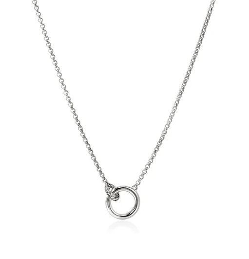 Sterling Silver Essentials Diamond Interlocking Link Pendant Necklace by John Hardy