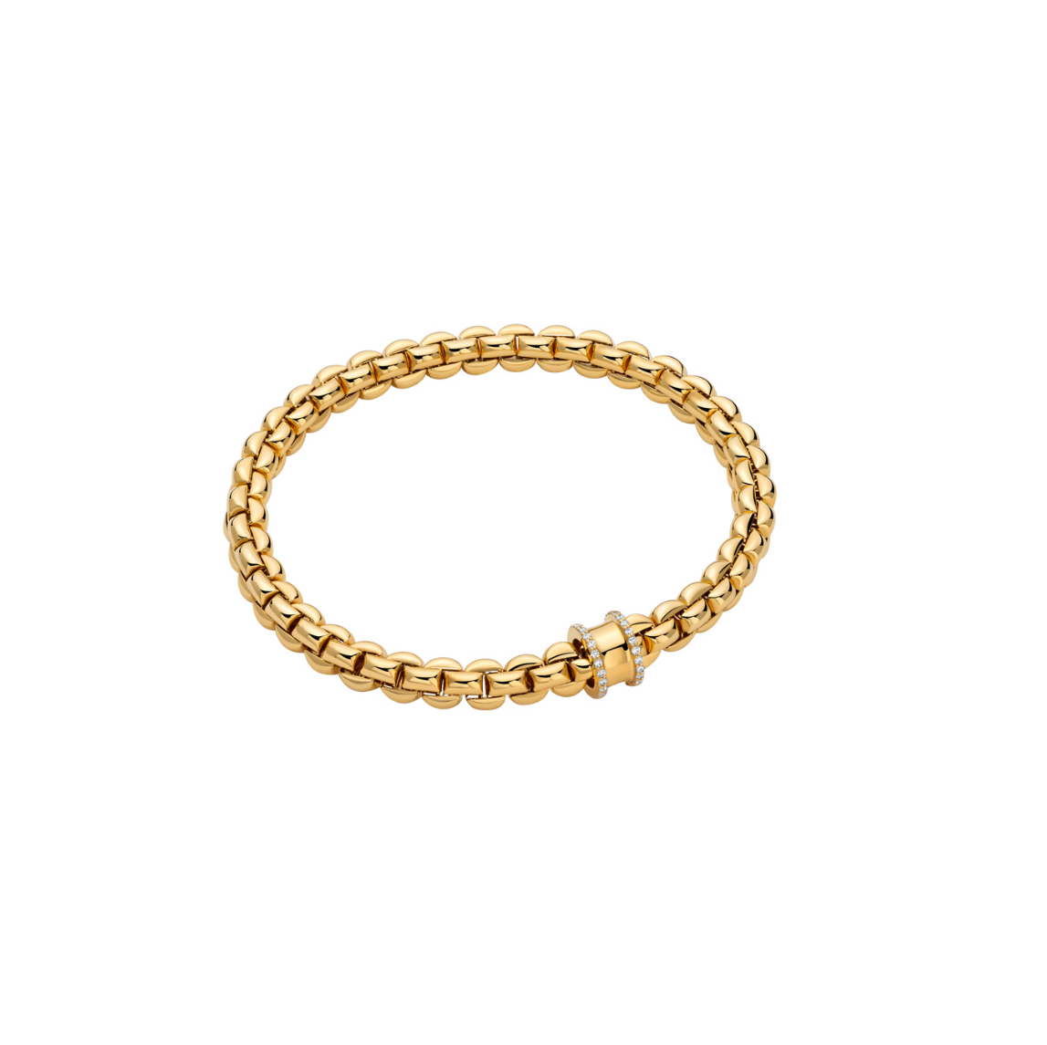 18K Yellow Gold Eka Diamond Edge Rondel Flex'It Bracelet by FOPE